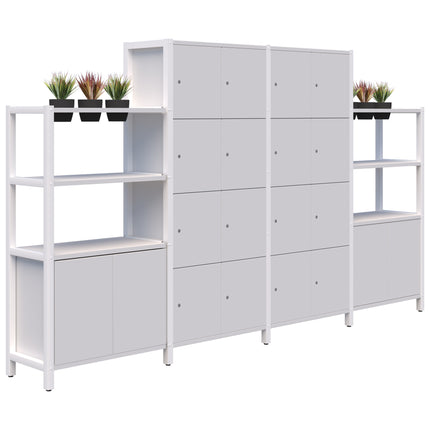 Grid 40 Locker / Planter Shelves - 4-5 Tier inc. Artificial Plants