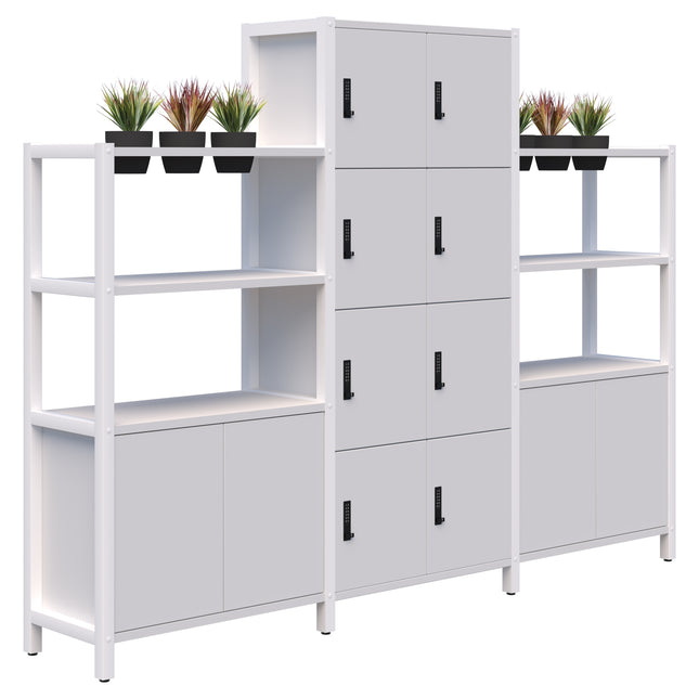 Grid 40 Locker / Planter Shelves - 4-5 Tier inc. Artificial Plants